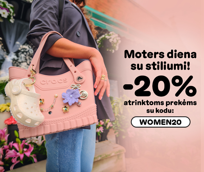 Moters dienos pasiūlymas: atrinktam Crocs asortimentui -20% su kodu WOMEN20. Avalynė, sandalai, rankinės ir aksesuarai. Pirkite dabar!